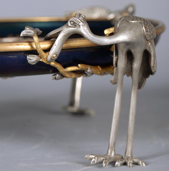 Maison GIROUX and Ferdinand DUVINAGE - Exceptional and rare cup with waders with iridescent glass and electroplated decor, circa 1870-1880 Maison GIROUX and Ferdinand DUVINAGE - Exceptional and rare cup with waders with iridescent glass and electroplated decor, circa 1870-1880-8