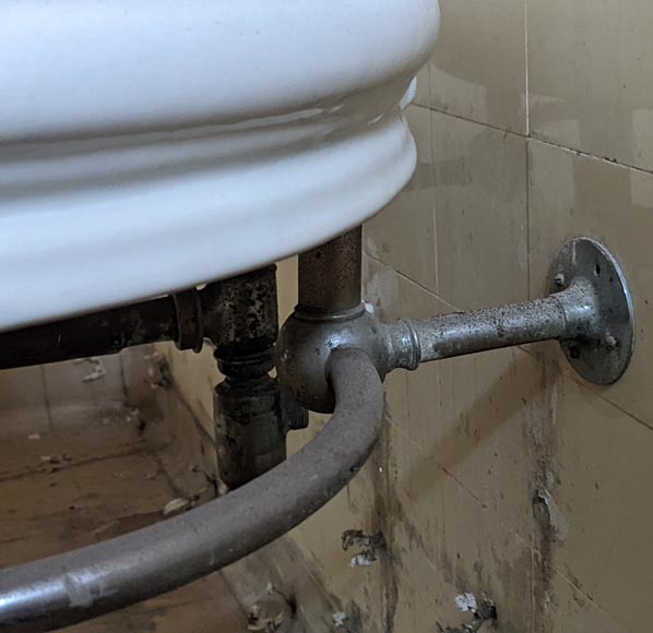 Earthenware washbasin on a chromium foot with lion paws Earthenware washbasin on a chromium foot with lion paws-6