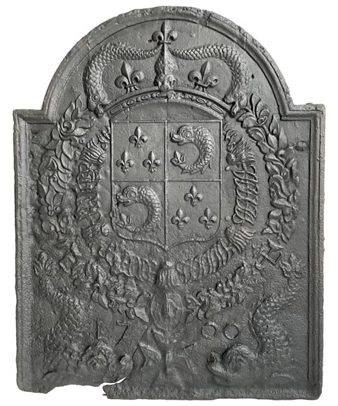 Fireback with the dauphin coat of arms dated 1700 Fireback with the dauphin coat of arms dated 1700-0