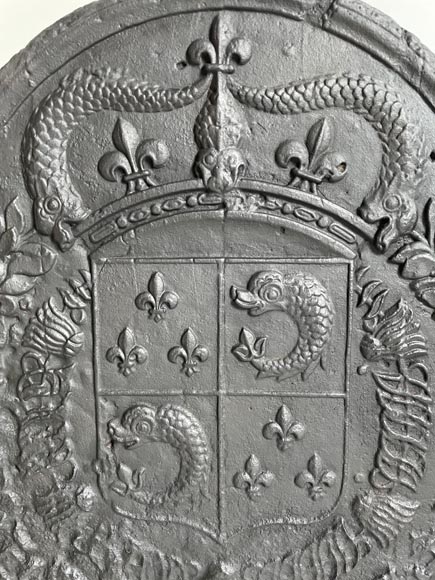 Fireback with the dauphin coat of arms dated 1700 Fireback with the dauphin coat of arms dated 1700-1