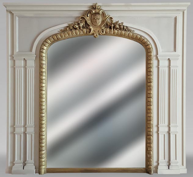 Regence style trumeau with a flowered cartouche  Regence style trumeau with a flowered cartouche -0