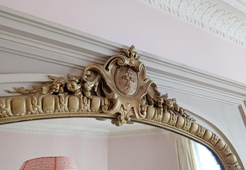 Regence style trumeau with a flowered cartouche  Regence style trumeau with a flowered cartouche -2