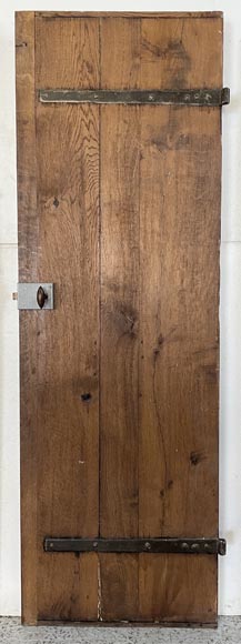 Series of three antique oak doors with their metal hinge Series of three antique oak doors with their metal hinge-2