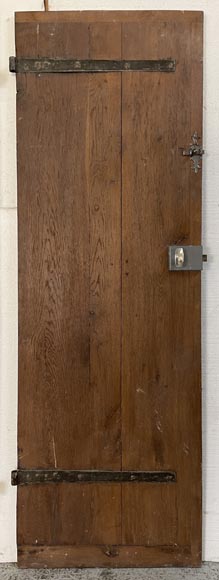 Series of three antique oak doors with their metal hinge Series of three antique oak doors with their metal hinge-3