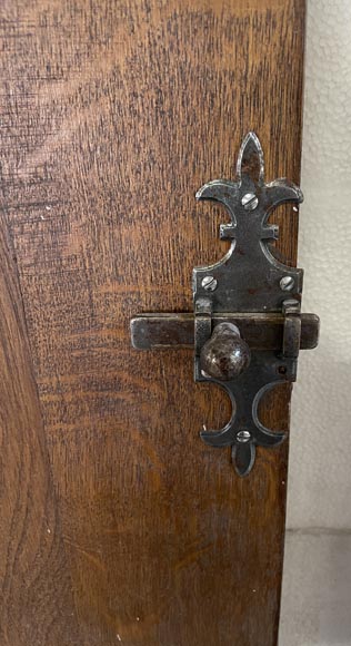 Series of three antique oak doors with their metal hinge Series of three antique oak doors with their metal hinge-9
