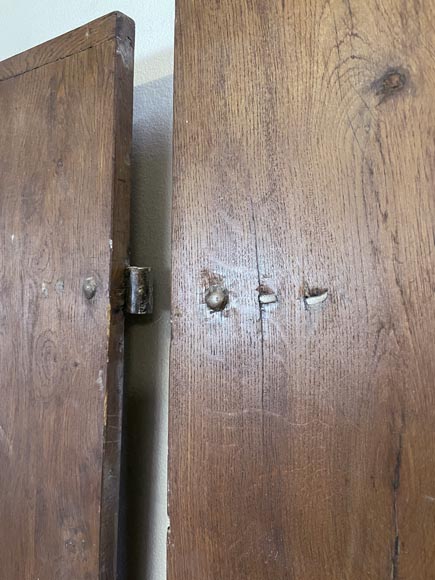 Series of three antique oak doors with their metal hinge Series of three antique oak doors with their metal hinge-13