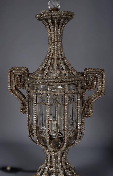 Pair of antique crystal lamps Pair of antique crystal lamps-4