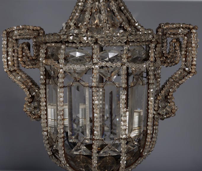 Pair of antique crystal lamps-5