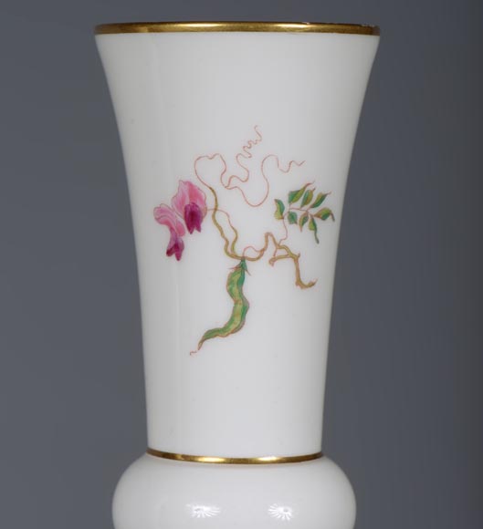 Manufacture de Sèvres - Pair of vases Delhi model with a polychrome floral decoration, 1875 Manufacture de Sèvres - Pair of vases Delhi model with a polychrome floral decoration, 1875-6