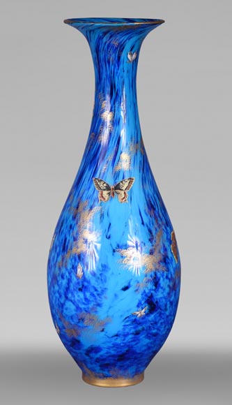 Clichy Glassworks (attributed to) – Large blue mottled glass vase Clichy Glassworks (attributed to) – Large blue mottled glass vase-0