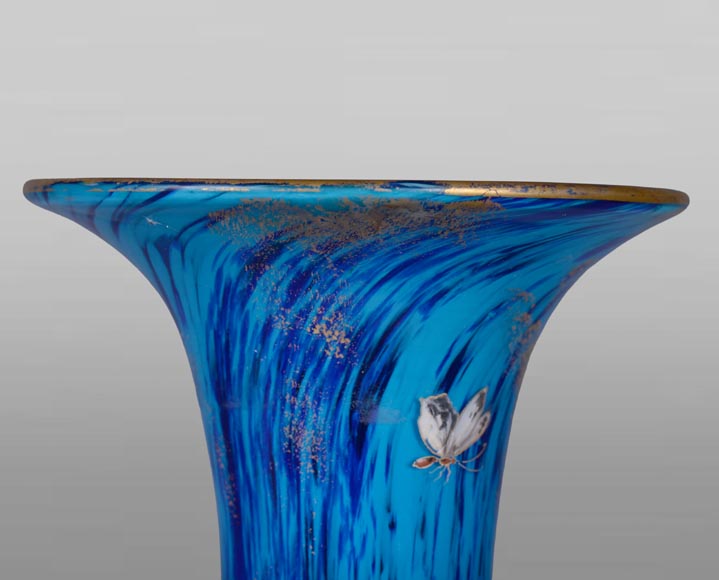 Clichy Glassworks (attributed to) – Large blue mottled glass vase Clichy Glassworks (attributed to) – Large blue mottled glass vase-2