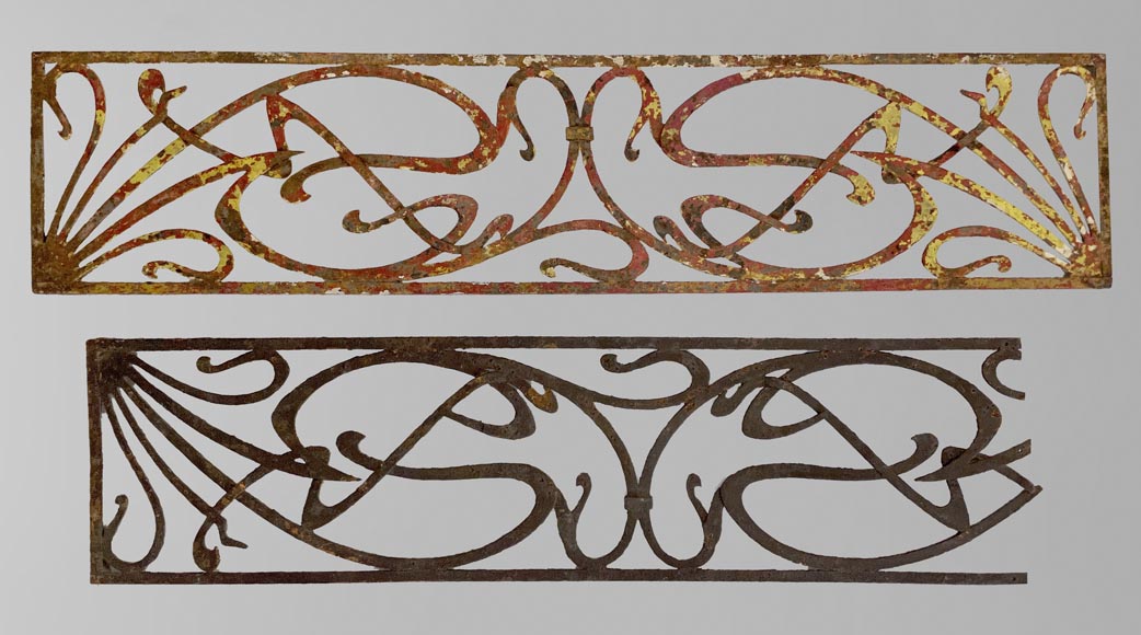 Pair of two iron Art Nouveau elements Pair of two iron Art Nouveau elements-0