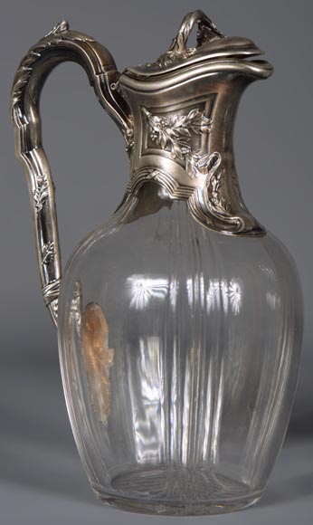 Beautiful pair of crystal and silver ewers Beautiful pair of crystal and silver ewers-1