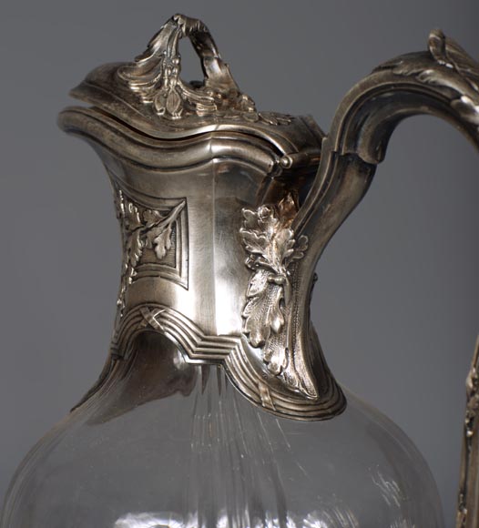 Beautiful pair of crystal and silver ewers Beautiful pair of crystal and silver ewers-2