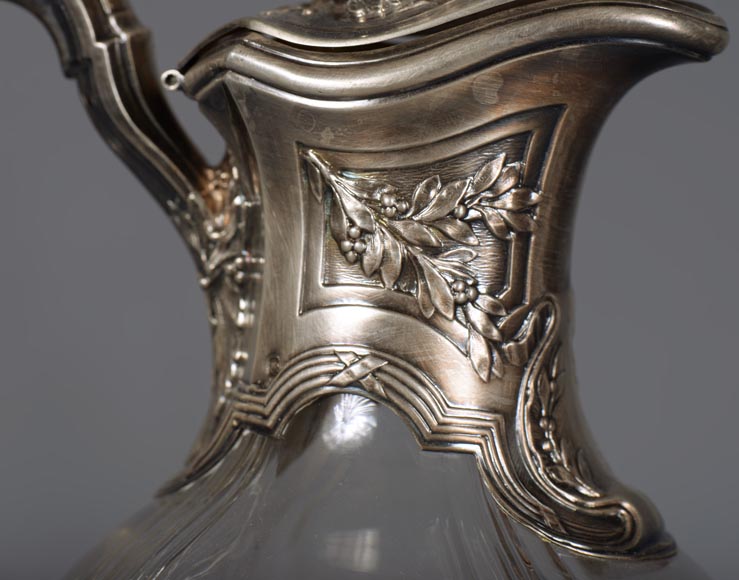 Beautiful pair of crystal and silver ewers Beautiful pair of crystal and silver ewers-4