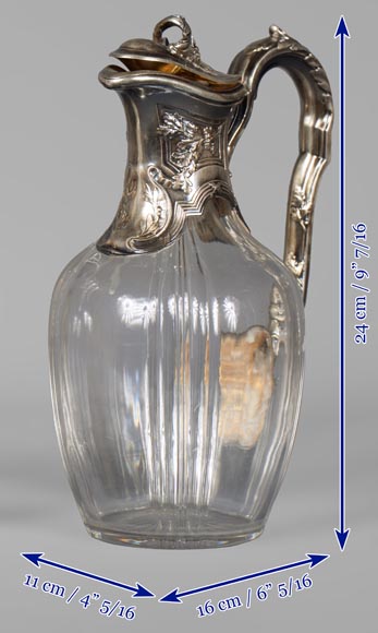 Beautiful pair of crystal and silver ewers Beautiful pair of crystal and silver ewers-7