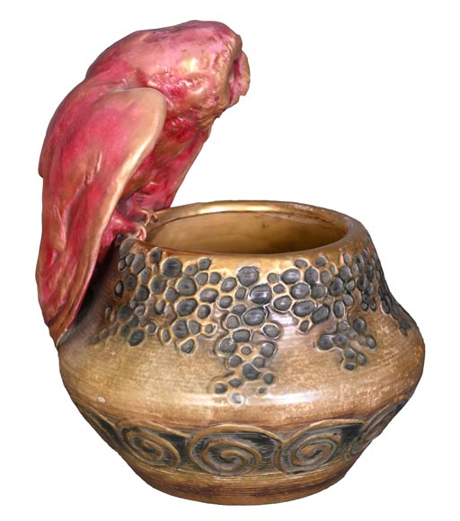 Eduard Stellmacher (attributed to) for Amphora, Earthenware owl vase, late 1890s Eduard Stellmacher (attributed to) for Amphora, Earthenware owl vase, late 1890s-2
