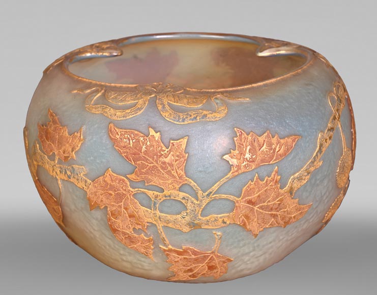 Daum Nancy — “Maple Leaves” Art Nouveau Acid-Etched Glass Vase Daum Nancy — “Maple Leaves” Art Nouveau Acid-Etched Glass Vase-0