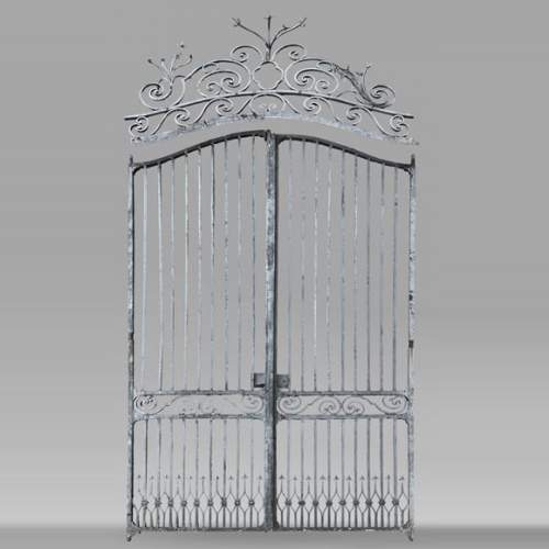 Wrought iron double panel gate with spikes