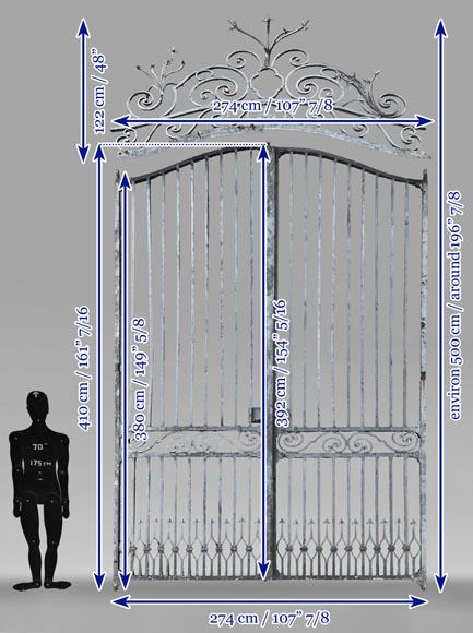 Wrought iron double panel gate with spikes-13
