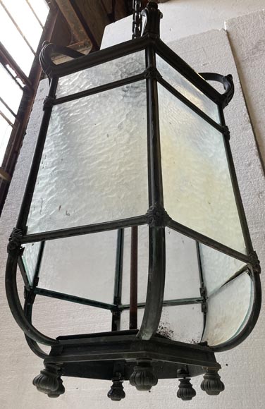 Two large Napoleon III style bronze lanterns Two large Napoleon III style bronze lanterns-7
