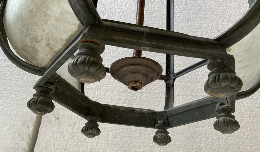 Two large Napoleon III style bronze lanterns Two large Napoleon III style bronze lanterns-9