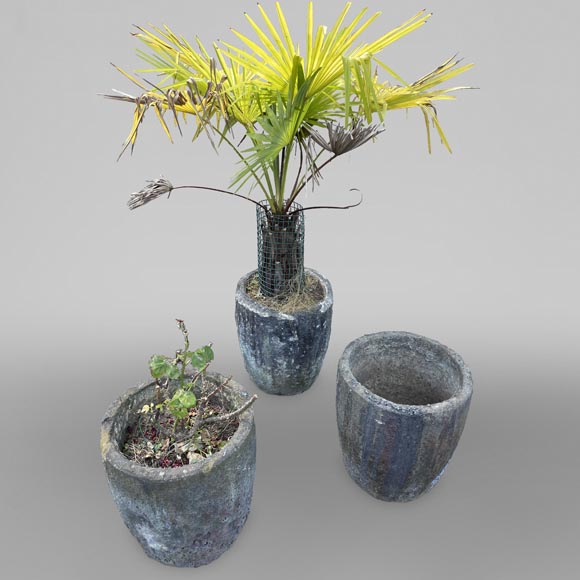 Three garden vases from stoneware crucible Three garden vases from stoneware crucible-0