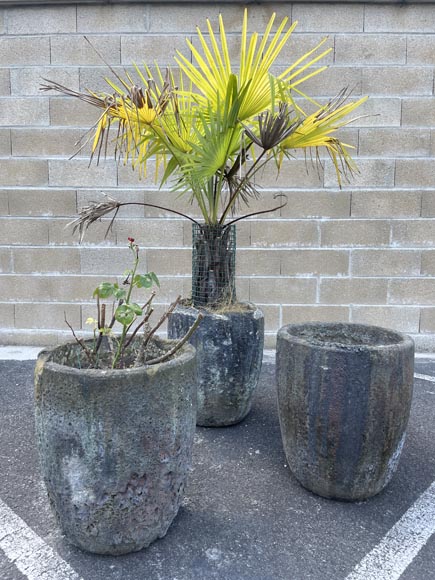 Three garden vases from stoneware crucible Three garden vases from stoneware crucible-1
