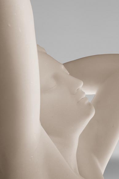 One Hour of the Night, marble sculpture signed J. Pollet with its column One Hour of the Night, marble sculpture signed J. Pollet with its column-4