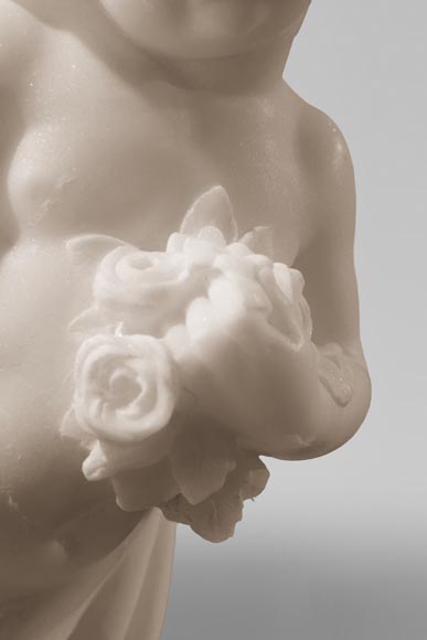 One Hour of the Night, marble sculpture signed J. Pollet with its column One Hour of the Night, marble sculpture signed J. Pollet with its column-6