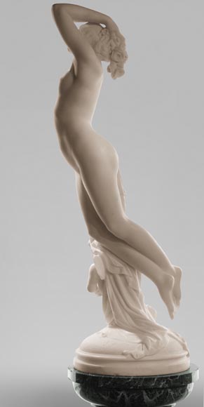 One Hour of the Night, marble sculpture signed J. Pollet with its column One Hour of the Night, marble sculpture signed J. Pollet with its column-9