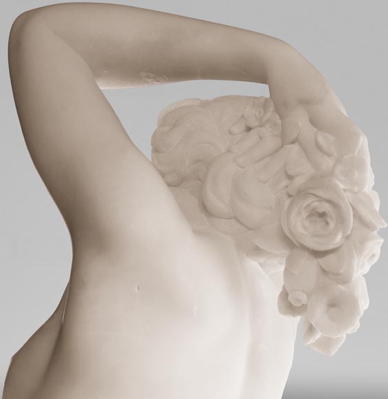 One Hour of the Night, marble sculpture signed J. Pollet with its column One Hour of the Night, marble sculpture signed J. Pollet with its column-10