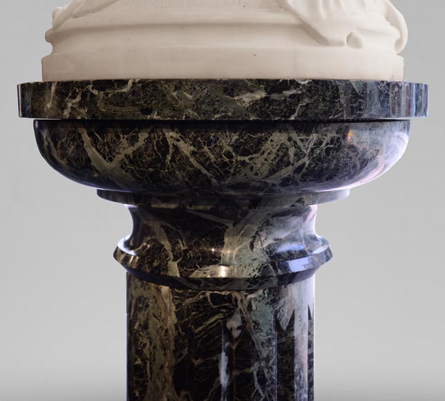 One Hour of the Night, marble sculpture signed J. Pollet with its column One Hour of the Night, marble sculpture signed J. Pollet with its column-15