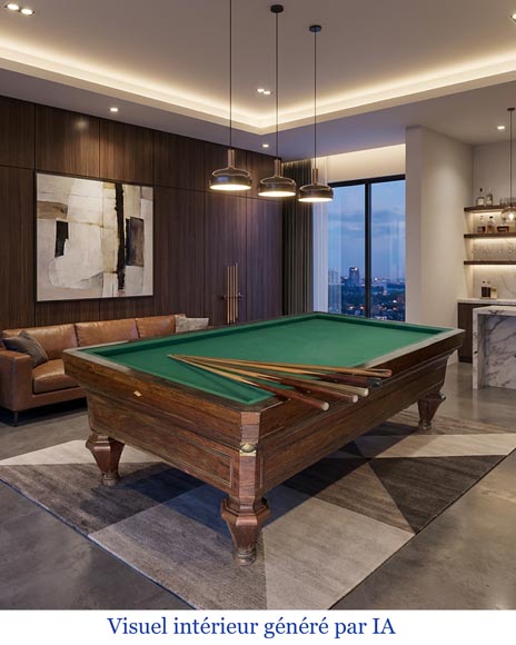 BRUNSWICK COMPANY, imposing French billiard table in veneer BRUNSWICK COMPANY, imposing French billiard table in veneer-8