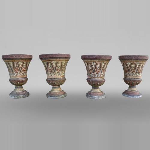Four mosaic garden vases