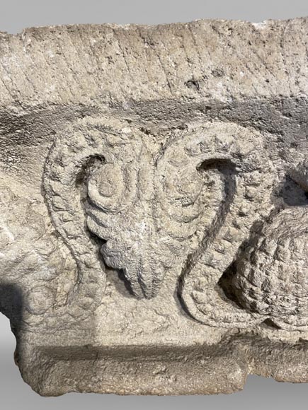 Medieval Stone Capital with Pinecone Decor, 12th Century Medieval Stone Capital with Pinecone Decor, 12th Century-6