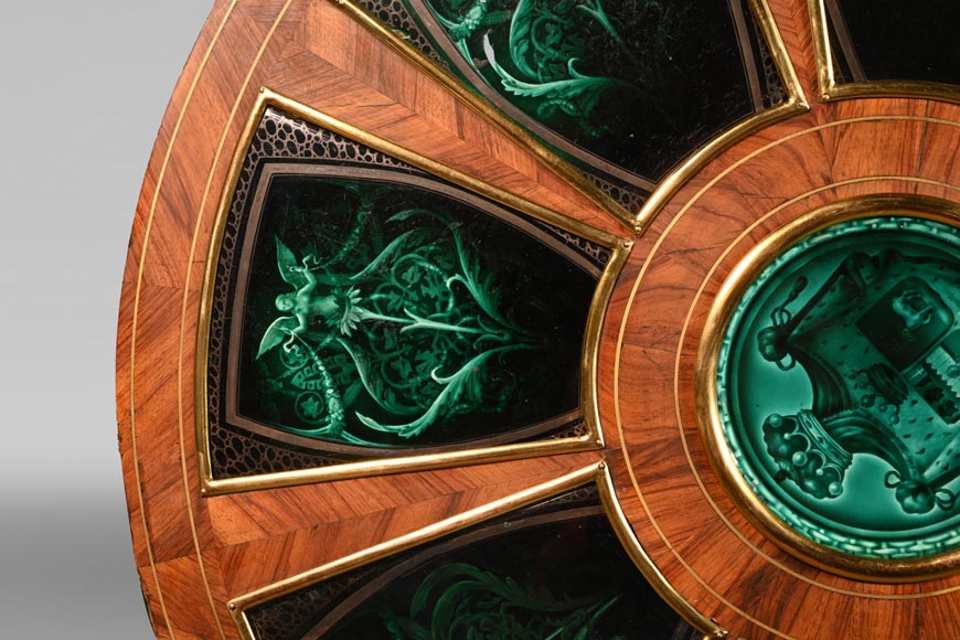 A pedestal table with a very rare enamel decoration from the Rubelles faience factory A pedestal table with a very rare enamel decoration from the Rubelles faience factory-5