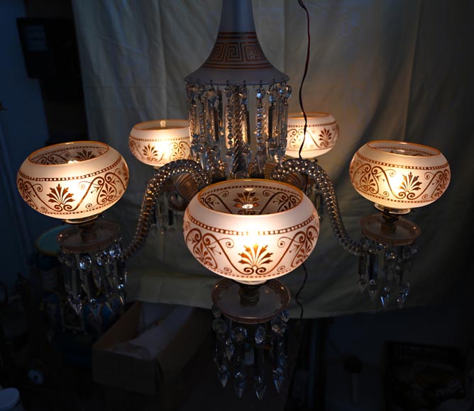 BACCARAT, Neo-Greek Crystal Chandelier with Five Lights, after 1875 BACCARAT, Neo-Greek Crystal Chandelier with Five Lights, after 1875-8