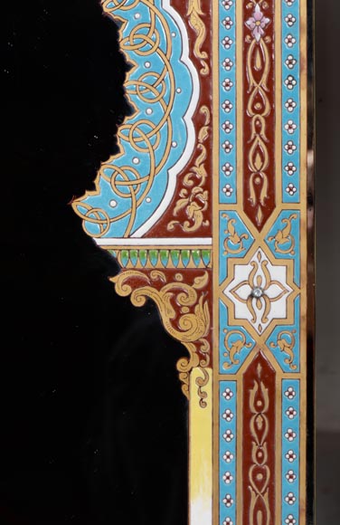 Mirror with polychrome enamel decoration of Nasrid inspiration signed and dated 1886 Mirror with polychrome enamel decoration of Nasrid inspiration signed and dated 1886-6