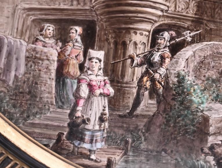 Imaginary views of Paris in the 16th century: two paintings on porcelain by Alphonse CHAIGNON Imaginary views of Paris in the 16th century: two paintings on porcelain by Alphonse CHAIGNON-3