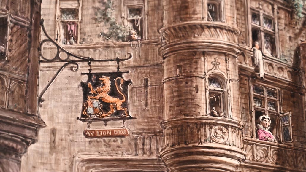 Imaginary views of Paris in the 16th century: two paintings on porcelain by Alphonse CHAIGNON Imaginary views of Paris in the 16th century: two paintings on porcelain by Alphonse CHAIGNON-4