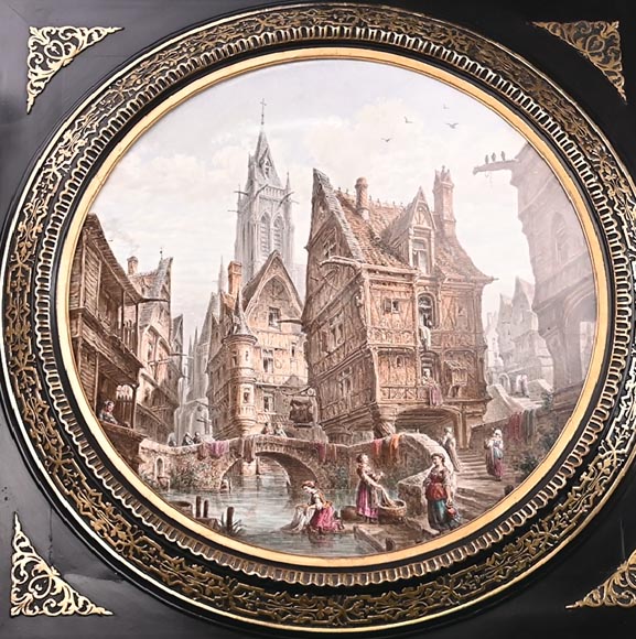 Imaginary views of Paris in the 16th century: two paintings on porcelain by Alphonse CHAIGNON Imaginary views of Paris in the 16th century: two paintings on porcelain by Alphonse CHAIGNON-6