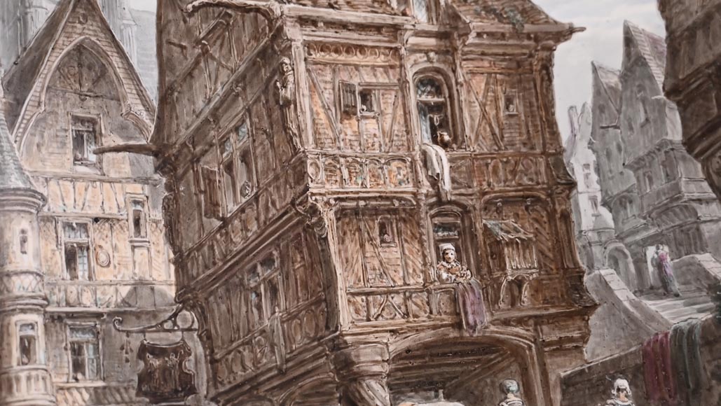 Imaginary views of Paris in the 16th century: two paintings on porcelain by Alphonse CHAIGNON Imaginary views of Paris in the 16th century: two paintings on porcelain by Alphonse CHAIGNON-7