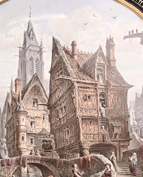 Imaginary views of Paris in the 16th century: two paintings on porcelain by Alphonse CHAIGNON Imaginary views of Paris in the 16th century: two paintings on porcelain by Alphonse CHAIGNON-9