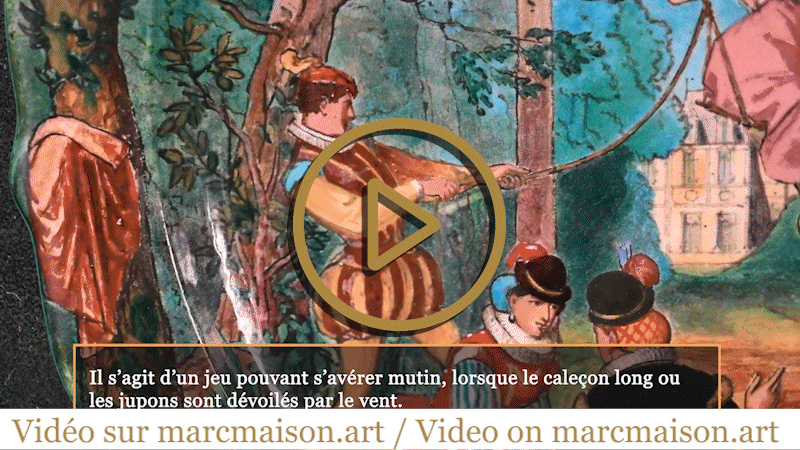 Théodore DECK (ceramist), Eugène GLUCK (painter), Ornamental dish decorated with a bucolic scene with an escarpolette Théodore DECK (ceramist), Eugène GLUCK (painter), Ornamental dish decorated with a bucolic scene with an escarpolette-0