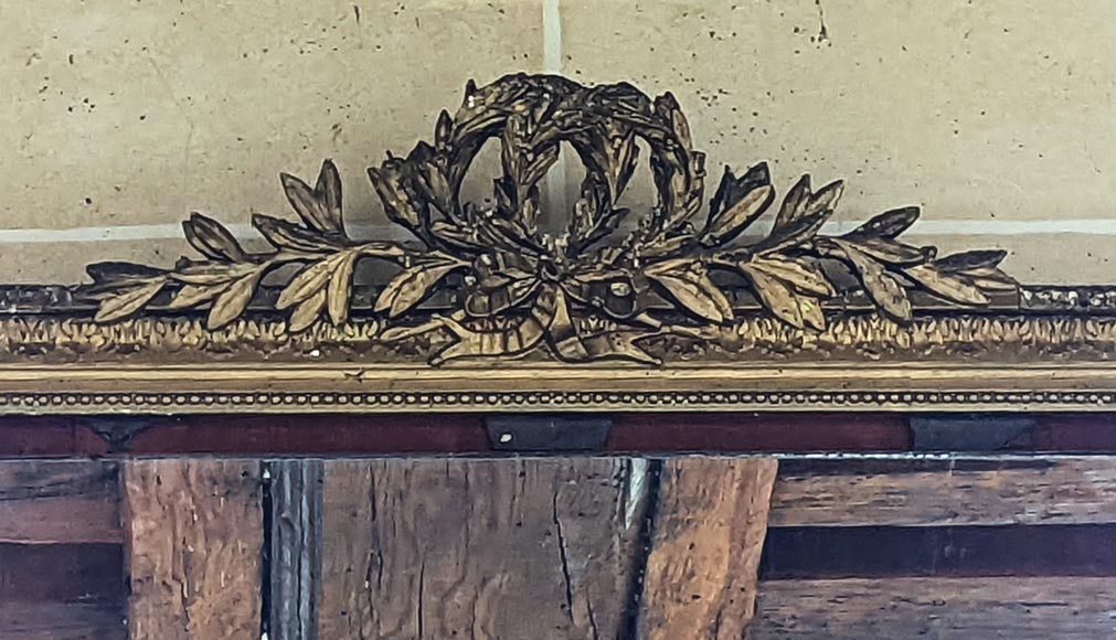 Large painted Louis XVI style overmantel with double laurel crown Large painted Louis XVI style overmantel with double laurel crown-1