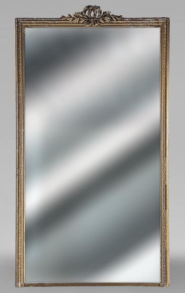 Large Louis XVI style trumeau with richly decorated laurel wreath, bronzine Large Louis XVI style trumeau with richly decorated laurel wreath, bronzine-0