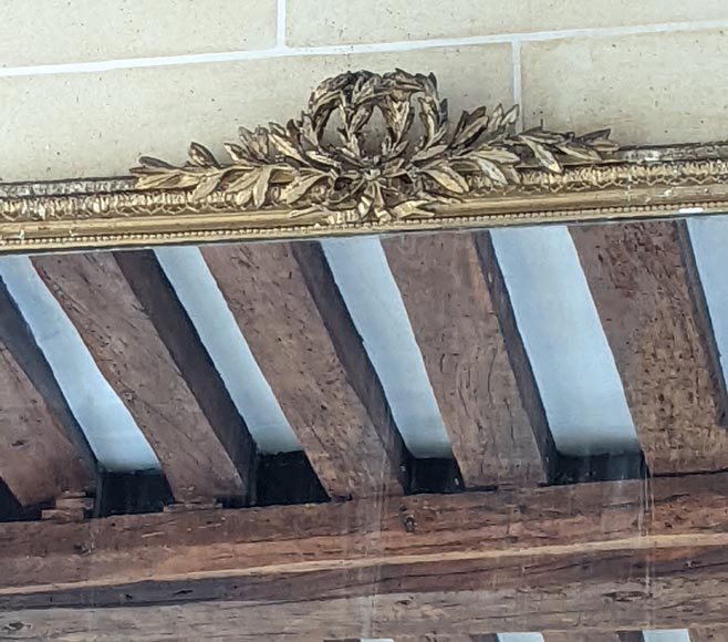 Large Louis XVI style trumeau with richly decorated laurel wreath, bronzine Large Louis XVI style trumeau with richly decorated laurel wreath, bronzine-1