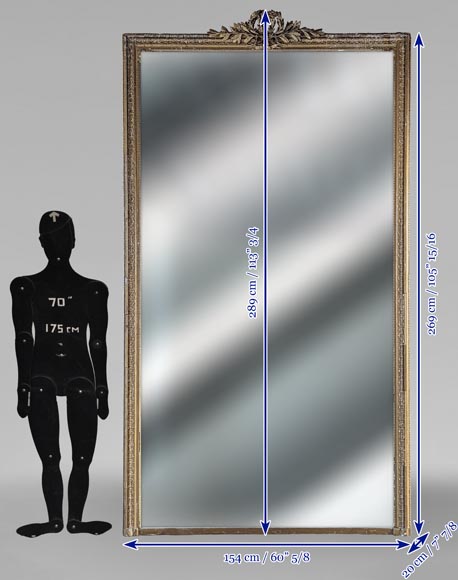 Large Louis XVI style trumeau with richly decorated laurel wreath, bronzine Large Louis XVI style trumeau with richly decorated laurel wreath, bronzine-4