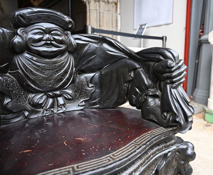 Pair of Japanese Carved Armchairs – Ebisu and Daikoku Pair of Japanese Carved Armchairs – Ebisu and Daikoku-7